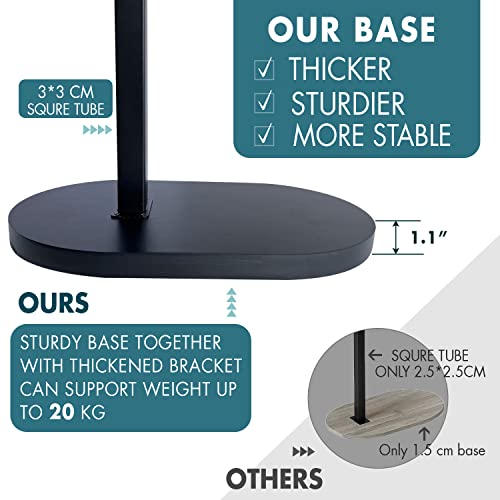 Adjustable Bamboo Bathtub Tray Table with Sturdy Iron Base & 360° Rotation