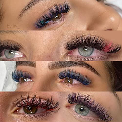 VAVALASH Colored Easy Fan Eyelash Extensions 0.07 C Curl 8-15mm Mixed Tray Blue Self Fanning Lashes 2D-10D Colorful Volume lash extensions£¨Blue,0.07-C-8-15 Mix£©