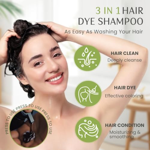 Dark Brown Hair Dye Shampoo for Men & Women - Gray Coverage in 20 Minutes