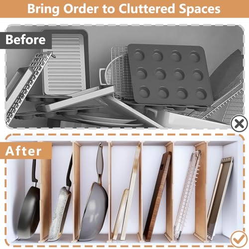 Celestite Wooden Baking Sheet Organizer for Cabinets - DIY Fit & Adjustable Kitchen Storage