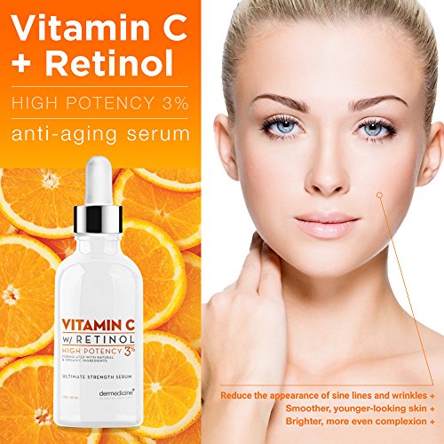 Vitamin C Serum with 3% Retinol - Anti-Aging Face Treatment for Bright, Youthful Skin
