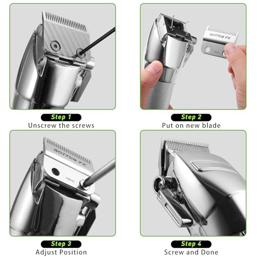FX8010J Replacement Blades for BaBylissPRO FX870, FX890, FX825, FX673 Clippers, DLC Replacement Fade Blade Compatible with Babyliss Clipper Blades, Silver
