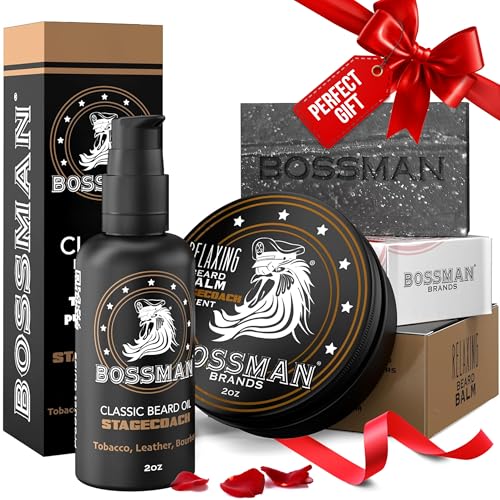 Bossman Starter Beard Grooming Kit with Stagecoach Scent – Men’s Gift Set