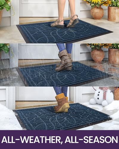 Heavy Duty Outside Entrance Door Mat 4x6 Blue Non Slip All Weather Resistant