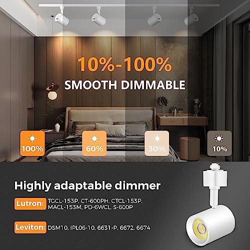 White 4-Pack LED Track Lighting Heads Dimmable Adjustable 2000K-6000K