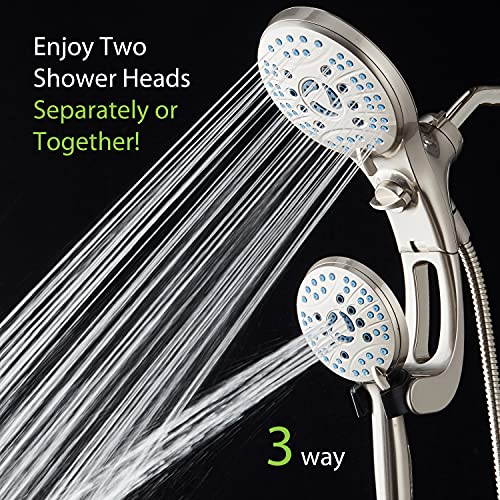 AquaCare 50-Mode High Pressure Shower Head Combo with Arm & 2.5 GPM Satin Nickel