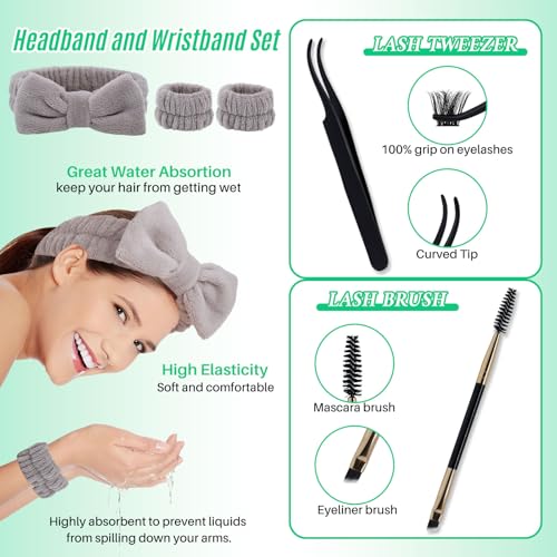LASHSUN Wispy Lash Clusters Kit KIT-003 with 1170pcs, Bond & Seal, Tweezers & Remover