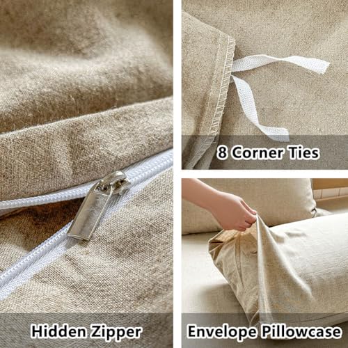 French Flax Linen Duvet Cover Set King Natural Linen - Eco-Friendly & Breathable