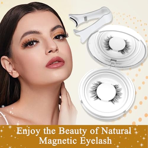 Ginani Magnetic Lashes, Magnet Eyelashes with Applicator for Valentine's Day,No Glue o Liner Needed Reusable Eyelashes Kit for Women Daily Use(Natural+Fuller)