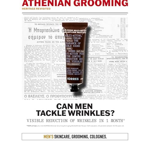 KORRES Athenian Grooming Anti-Ageing Face & Eye Cream with Achillea Millefolium & Baobab Leaf Extracts, Reduces Fine Lines, Smooths Wrinkles & Puffiness, Vegan, For Men, 1.69 fl oz