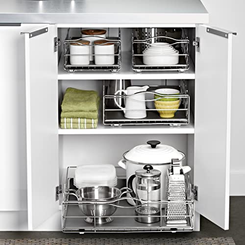 20 Inch Pull-Out Cabinet Organizer - Heavy-Gauge Steel Frame, Silver, Includes Variation of THIS listing