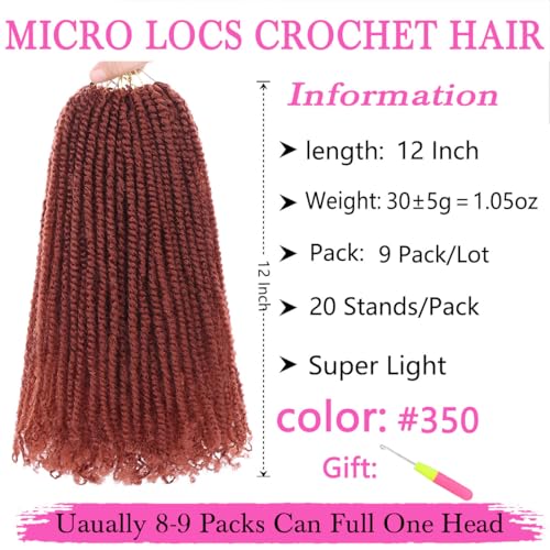 Pre-Twisted Micro Twist Crochet Hair 12 Inch 9 Pack - Natural Synthetic Extensions