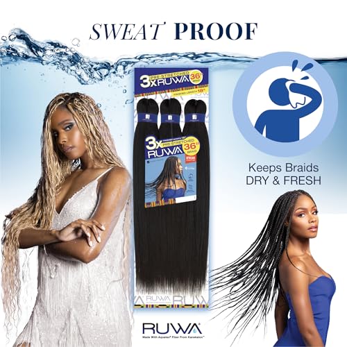 Sensationnel Ruwa Pre-Stretched Braiding Hair 36 Inch - 5 Pack Jet Black
