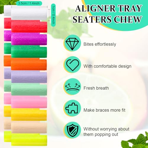 110 Pcs Aligner Chewies 1.4 Inch - Non-Slip Silicone Chewing Trays in 11 Colors & Flavors