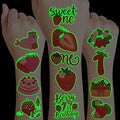 96 PCS Strawberry Berry Pre-Cut Luminous Glow in The Dark Temporary Tattoos for Kids | Super Cute 1st Themed Birthday Party Favors, Supplies, Decorations, Fake Tattoo Stickers Gifts for Boys Girls