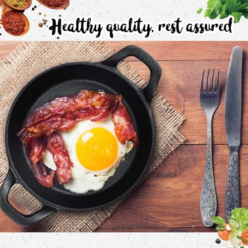 Mini Cast Iron Skillet Set - 10 Pack 6.3x6.3 Inch Small Frying Pans with Double Handles