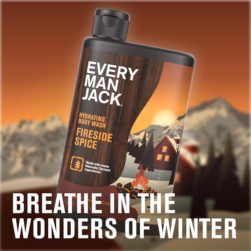 Every Man Jack Hydrating Body Wash - Fireside Spice - Deeply Clean with Glycerin + Naturally Derived Ingredients - 13.5 oz (2 Pack)