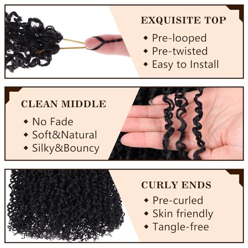 18 Inch Pre-Looped Yanky Twist Crochet Hair for Women - 1B# - 8 Packs