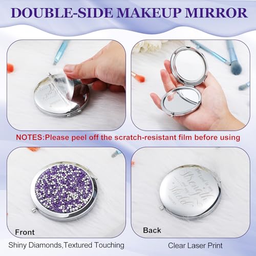 Thyle 12 Pack Christian Compact Mirrors with Bible Verses - Purple, Gift Set