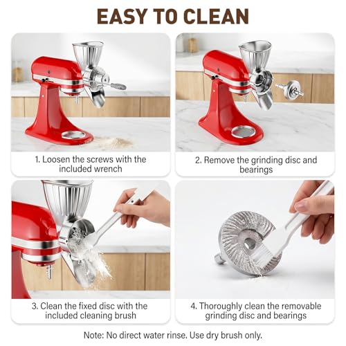 Metal Grain Mill Attachment for KitchenAid Mixer - Adjustable & Durable