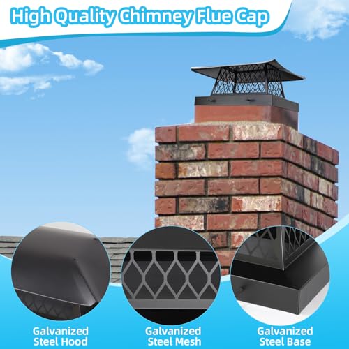 13x13 Galvanized Steel Chimney Cap with Mesh Screen for Outdoor Flues