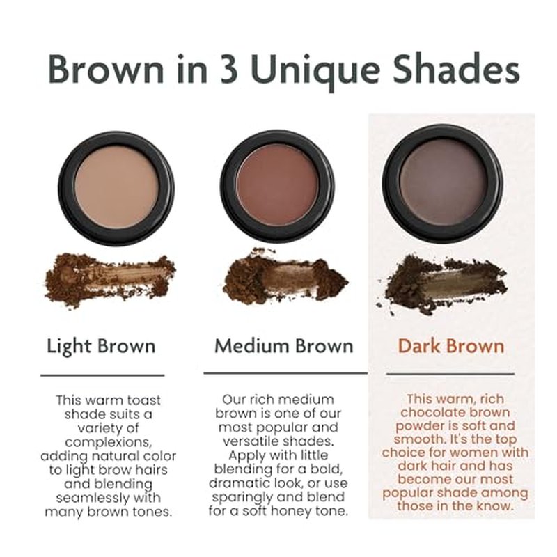Dark Brown Eyebrow Powder ? Long-Lasting, Waterproof, Smudge-Proof Brow Powder for Natural, Defined Brows ? Vegan & Cruelty-Free Eyebrow Makeup by Marie-Jos? - Made in USA