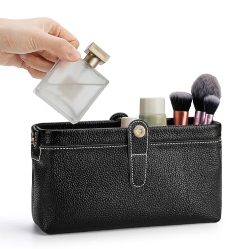 Travel leather makeup bag, waterproof mini makeup box, small travel storage bag