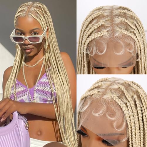 Lady Miranda Full Lace Box Braid Wig for Black Women, 34-Inch Natural-Looking Synthetic Hair