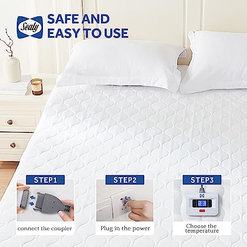 Sealy Queen Size Heated Mattress Pad Luxury Electric Bed Warmer