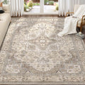 9x12 Washable Vintage Area Rug for Living Room Brown Multi - Distressed Floral
