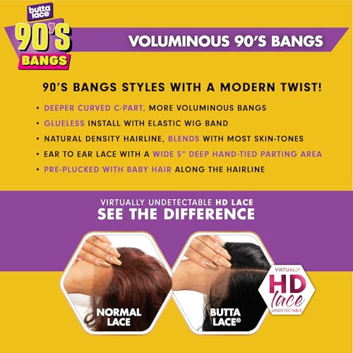 Sensationnel Butta Lace 90s Bangs Wig - Glueless Synthetic Hair, HD Lace, Curved Part