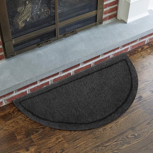 Gray Wool Hearth Rug 44x22 Inches - Fire-Resistant Fireplace Floor Protector