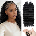 Deep Wave Feather Crochet Hair 1B / 18 Inch - 100 Roots for Braiding, Protective Style