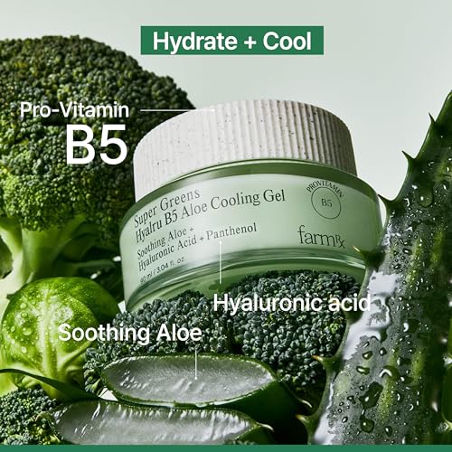 Farm Rx Super Greens Hyalru B5 Aloe Cooling Gel Cream - Soothing Hydrating Moisturizer, Vegan, 3 fl oz