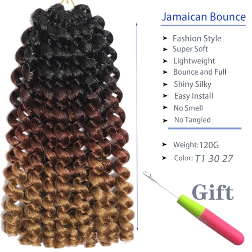 12 Inch Jamaican Bounce Crochet Hair Extensions - 2X Ringlet Wand Curl Pre-Looped Pack of 3 T1/30/27