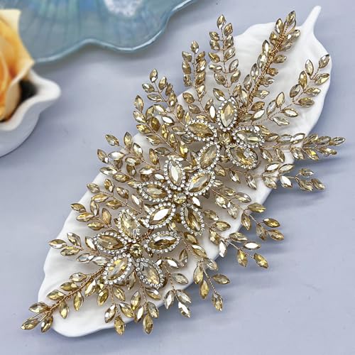 Mpoikba Bridal Hair Accessories Champagne Wedding Hair Piece for Brides