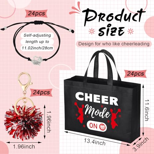 Landical Red Cheerleading Gifts Set with Bags Pompoms & Bracelets - 72 Pcs