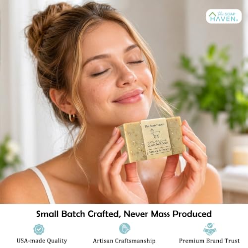 Oatmeal & Honey Goat Milk Handmade Soap Bar for Sensitive Skin - USA
