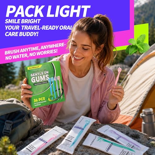 120 Pack Mint Flavor Pre-Pasted Disposable Travel Toothbrushes Ultra Soft Bristles 3-in-1 with Floss & Tongue Cleaner - Eco-Friendly, Individually Wrapped, Mixed