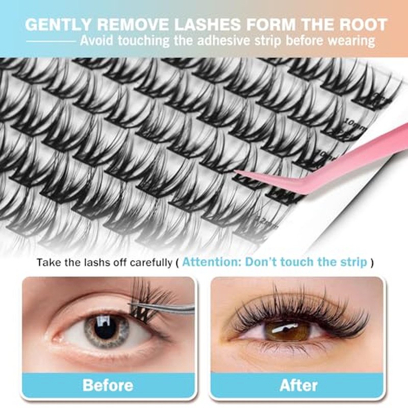 156 PCS Self-Adhesive Lash Clusters ? No Glue Needed, Sticky Strip Individual Lashes for DIY Lash Extensions, Natural Look, Super Hold