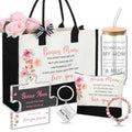 6 Pcs Bonus Mother Gifts Birthday Thank You Appreciation Gifts Set Include Tote Bag Makeup Bag Glass Cup Acrylic Medal Keychain and Bracelet Present for Bonus Mother Mom Mother's Day