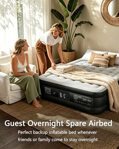 Queen Air Mattress with Built-In Pump - 18" Height, Supports 800 lbs, Black - Variation of Black / Queen