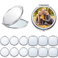 12 Pcs Sublimation Compact Mirrors Set - Round & Square Shape Makeup Mirrors