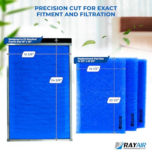 RAYAIR 16x25 Filter Pads with Activated Carbon for Dynamic Air Cleaners