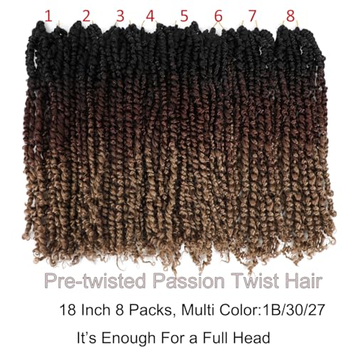 Bestlove Passion Twist Crochet Hair 18 Inch T1B/30/27 - Pack of 8