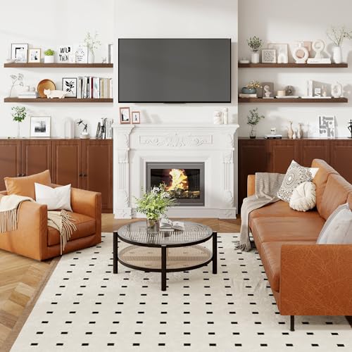 Heimlove 55 Inch Walnut Floating Shelves Set of 2 Wall Mounted Rustic Wood Storage