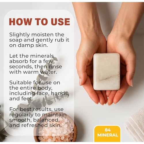 Natural Salt Soap Bar ? Purifying and Exfoliating Organic Unscented Bar Soap for Men & Women ? Pure Mineral Rock Salt Soap for Gentle Skin Care and Odor Control (Salt (4 Pieces))