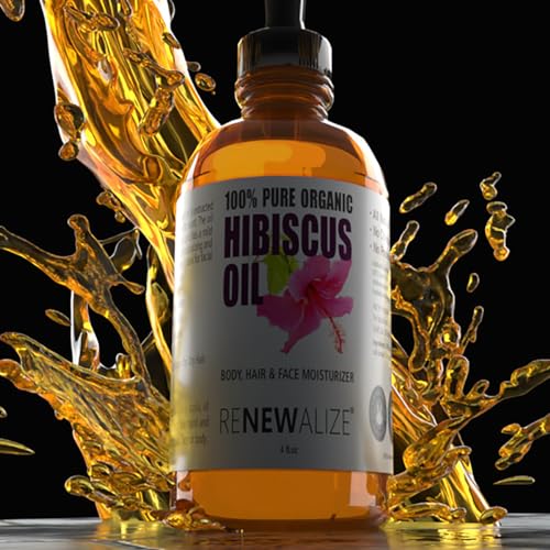 Renewalize Virgin Organic Hibiscus Seed Oil - Unrefined Cold Pressed 4oz for Skin & Hair