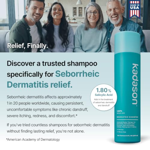 Medicated Seborrheic Dermatitis Shampoo - 8 Fl Oz, Salicylic Acid, Oil-Free & Gentle for Sensitive Scalps