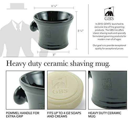 G.B.S Men¡¯s Shaving Set, Black Shavette Barber Replaceable Blade Razor, Shaving Brush with Stand, Ceramic Shaving Mug, Natural Shaving Soap and Leather Case
